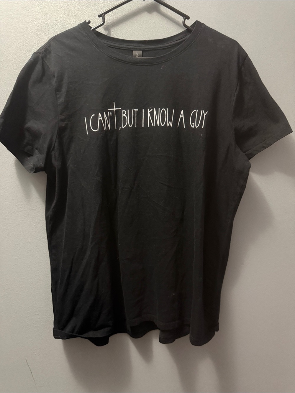 Gildan Black Short Sleeve Tee with White Script Graphic